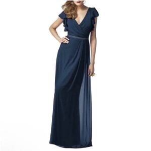 NWT Dessy Collection Midnight Gold‎ Shimmer Wrap Maxi Dress Size 2